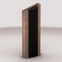 Zweifarbige, polierte Stele in Twight light red mit Einlegearbeit aus Indian Black