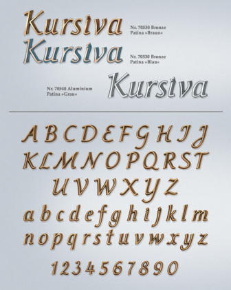 Bronzeschrift "Kursiva", Strassacker 70530