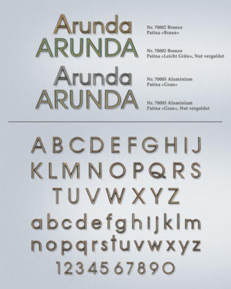 Bronzebuchstaben "Arunda", Strassacker 70002